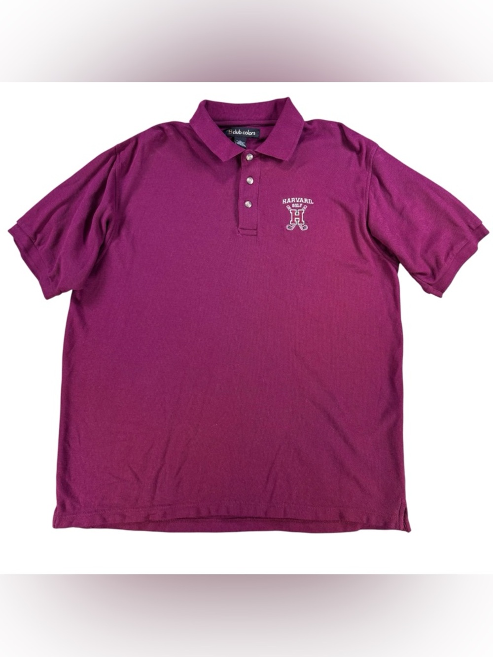 Vintage Y2K Harvard Golf Pique Polo Men XL Maroon Embroidered H Logo Club Colors